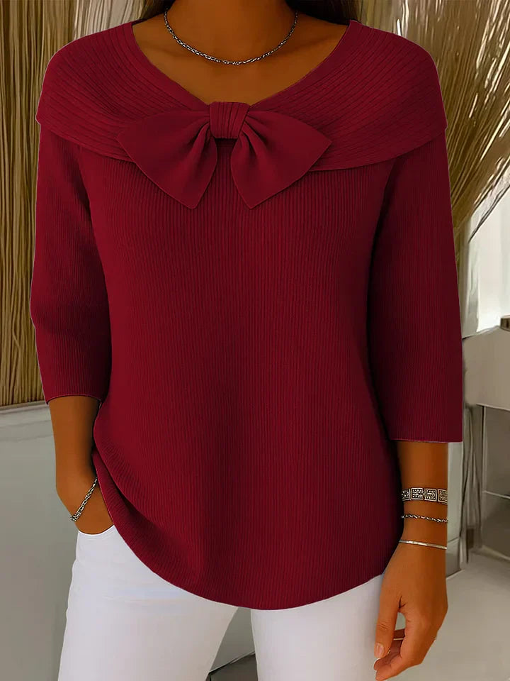 Elise – Knitted Top with Bow Detail
