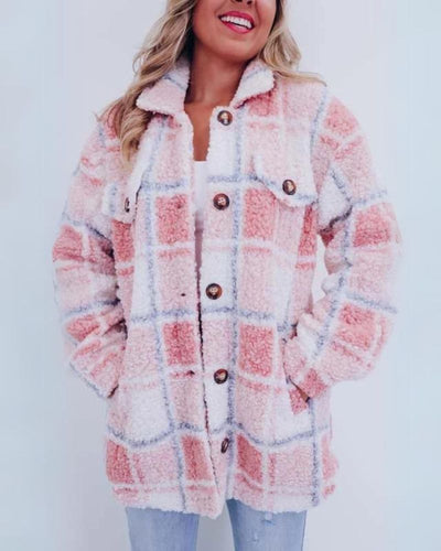 ELINARA Polar Fleece Plaid Jacket