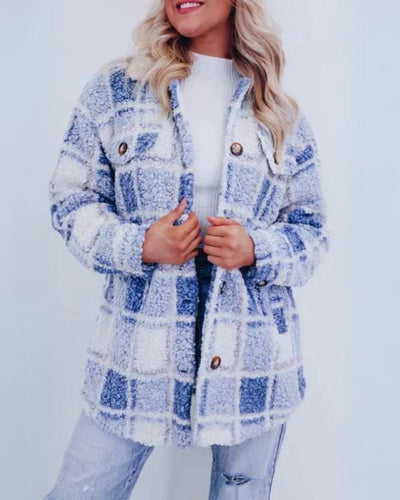 ELINARA Polar Fleece Plaid Jacket