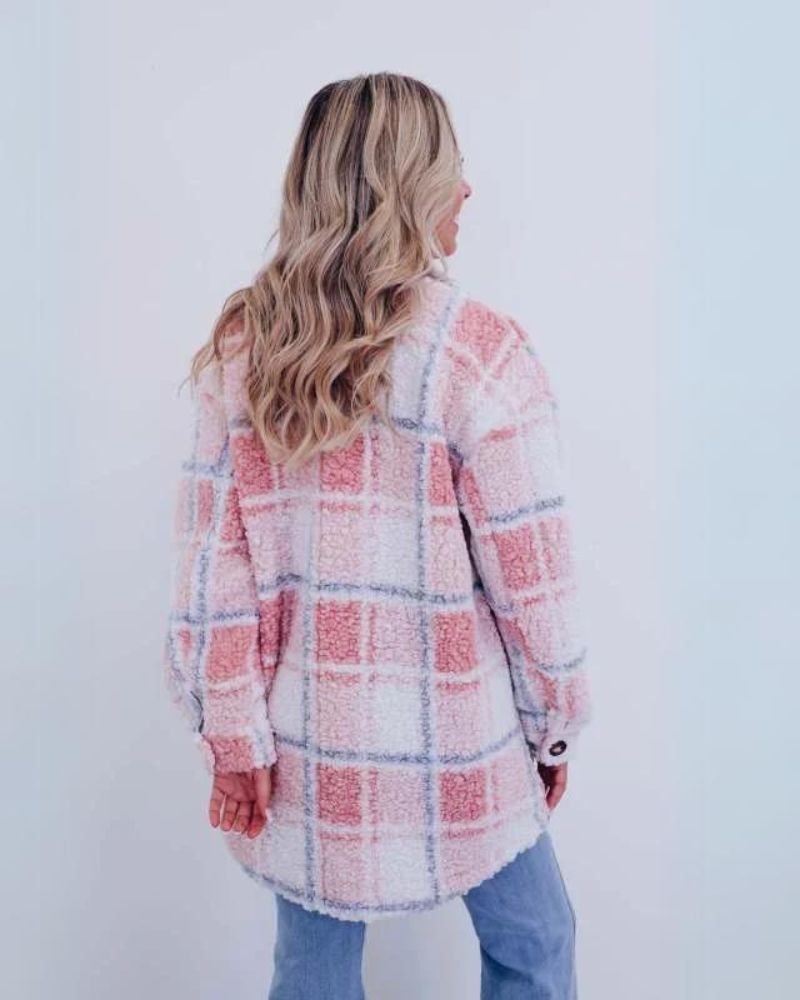 ELINARA Polar Fleece Plaid Jacket
