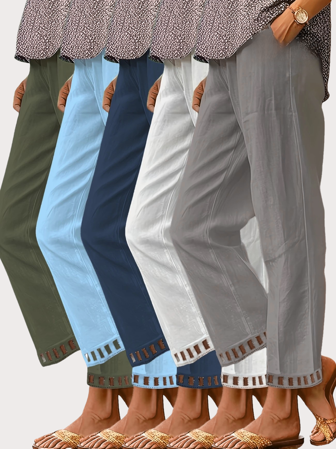 Tracey Contrast Trim Cropped Pants