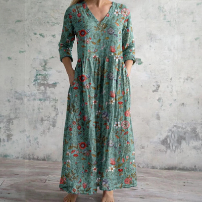 Fiona Floral Linen-Cotton Dress