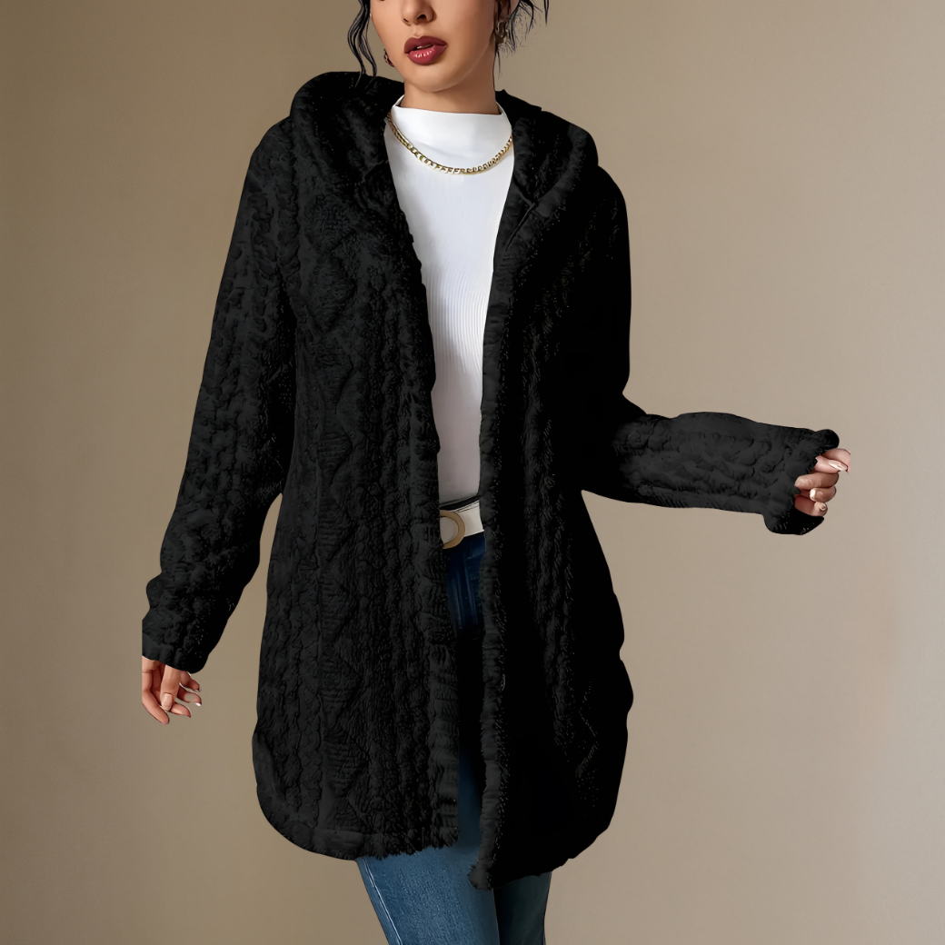Eloise™ | acquard Plush Hooded Cardigan