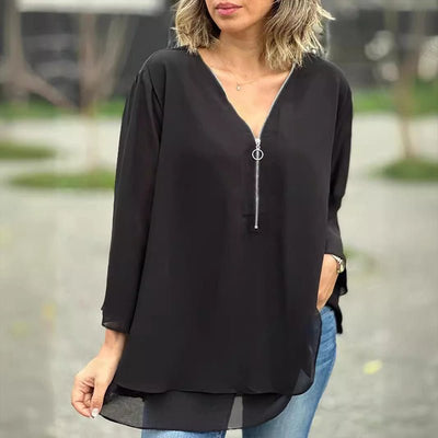 Lorelai Chiffon Zipper Blouse