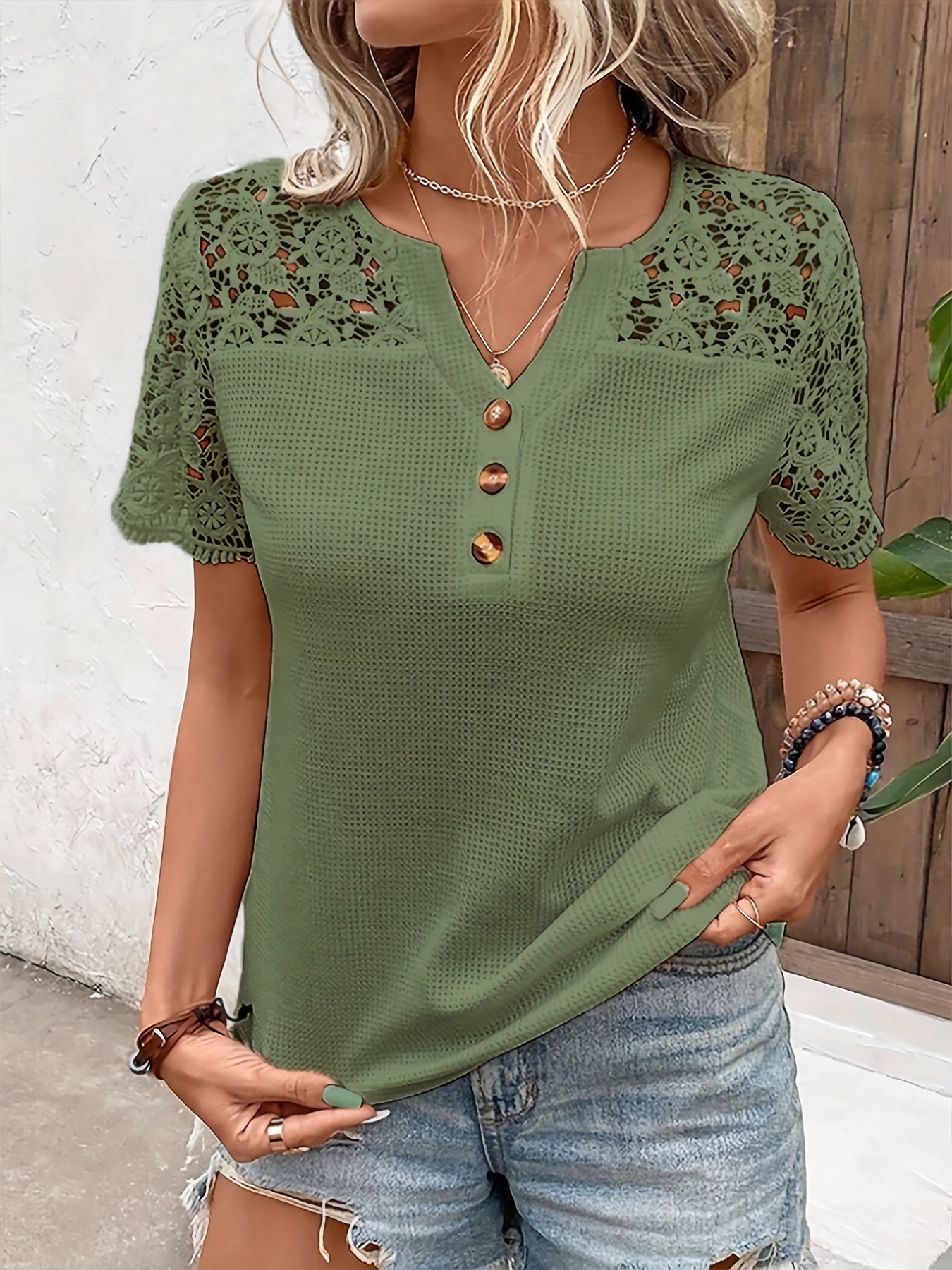 Luna Lace V-Neck Tee