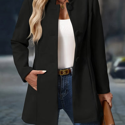Stretch Comfort, Women's Fashionable Polyester Blazer with Single-Breasted Design, Elegant And Versatile Outerwear