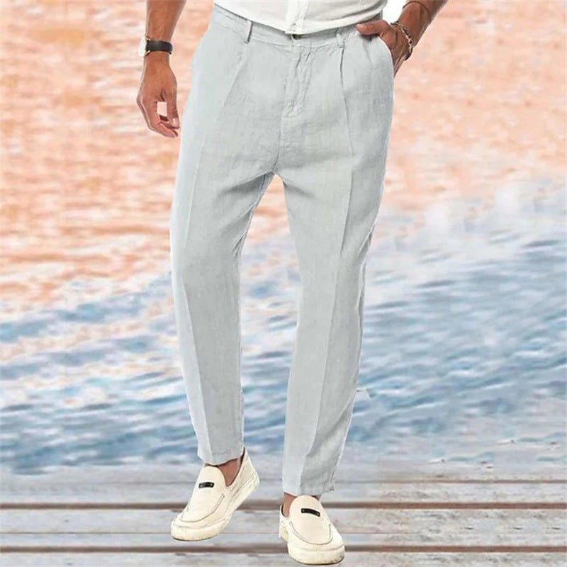 Elan™ |  Straight-Leg Linen Trousers