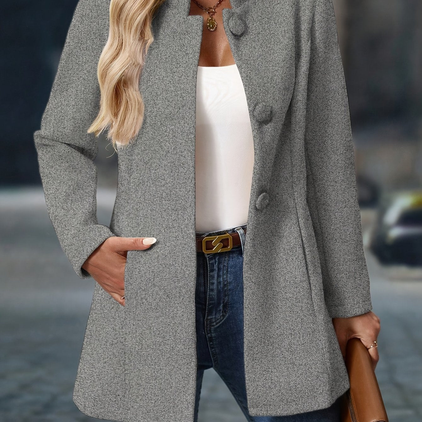 Stretch Comfort, Women's Fashionable Polyester Blazer with Single-Breasted Design, Elegant And Versatile Outerwear