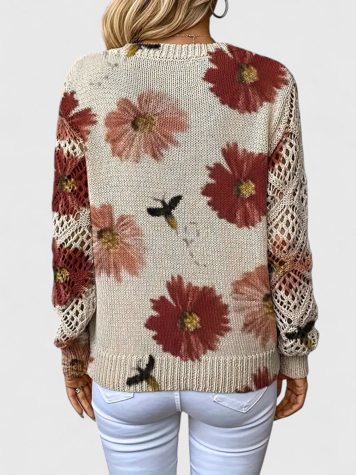 Brunelle | Green Floral V-Neck Sweater