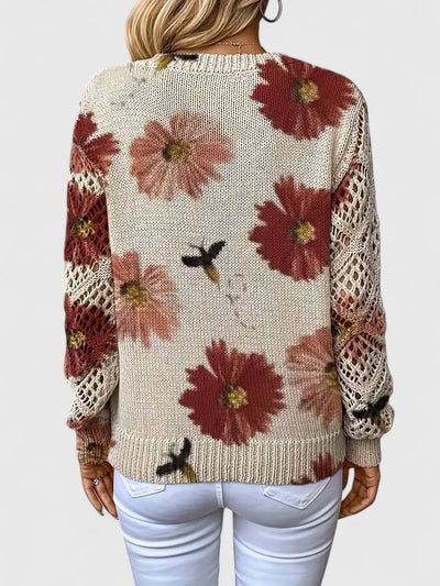 Brunelle | Green Floral V-Neck Sweater