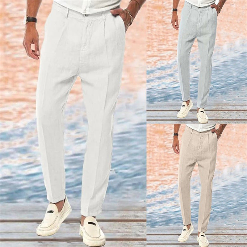 Elan™ |  Straight-Leg Linen Trousers