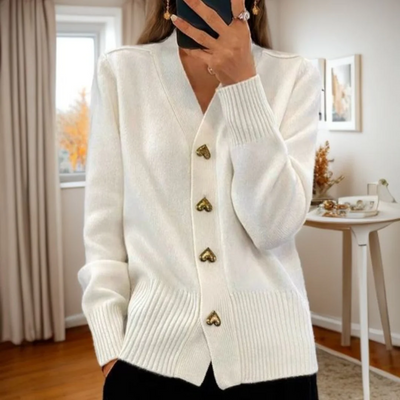 Adele Elegant Heart Button Cardigan
