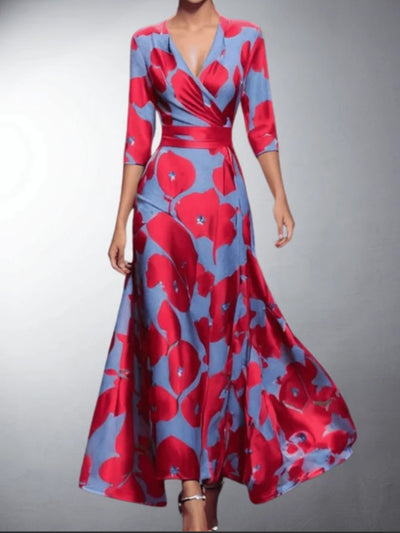 Zoe Classic Floral V-Neck Maxi Dress