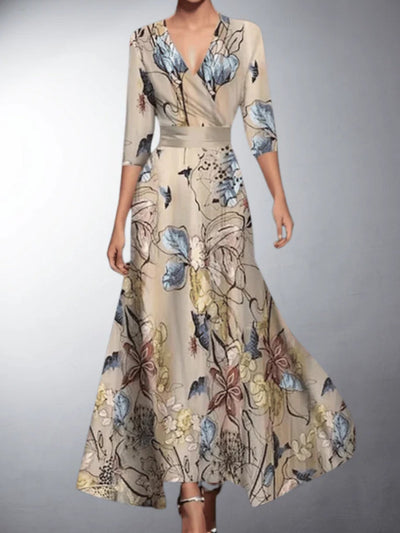 Zoe Classic Floral V-Neck Maxi Dress