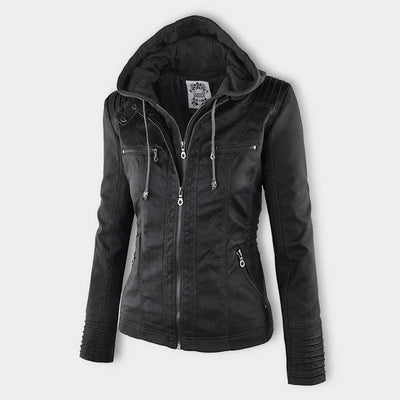 Olivia Women's Leather Jacket with Hood