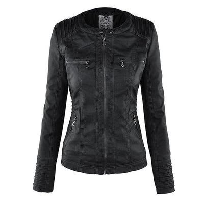 Olivia Women's Leather Jacket with Hood