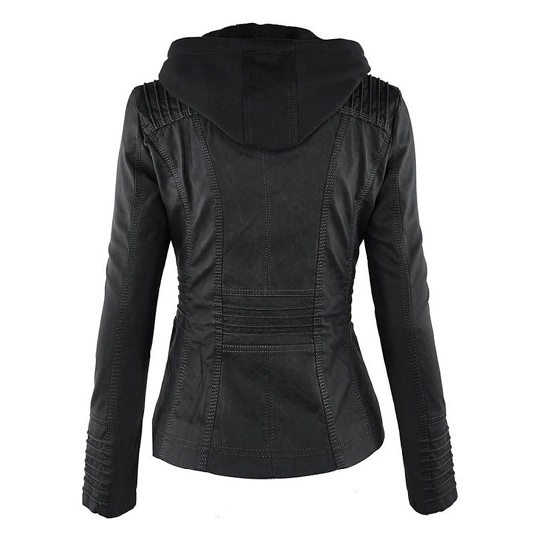 Olivia Women's Leather Jacket with Hood