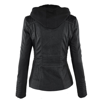 Olivia Women's Leather Jacket with Hood