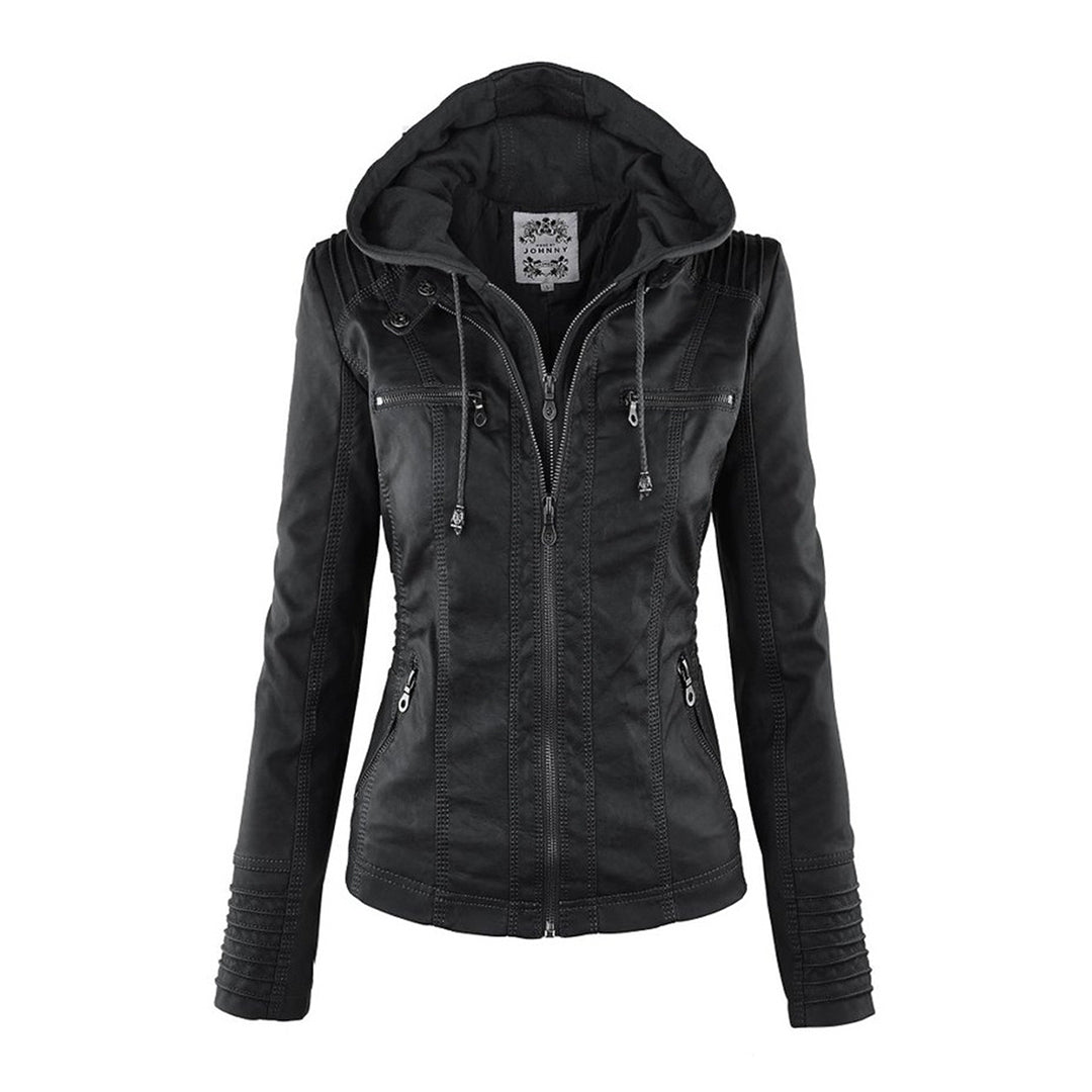 Olivia Women's Leather Jacket with Hood