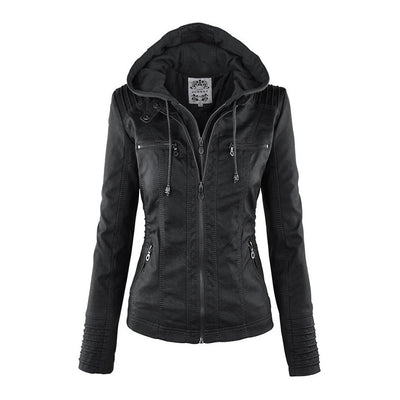 Olivia Women's Leather Jacket with Hood