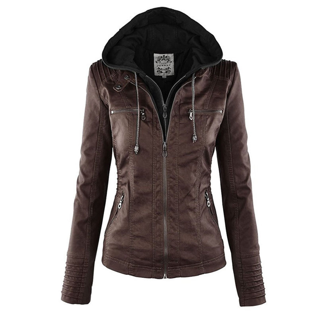 Olivia Women's Leather Jacket with Hood