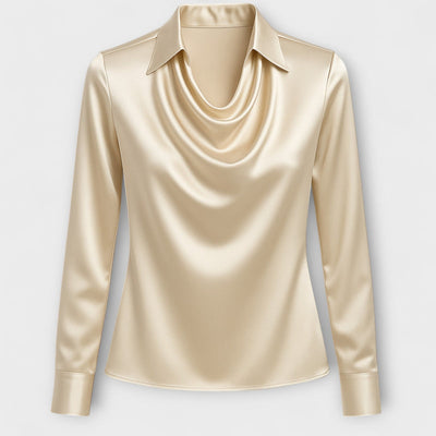 Lira Shimmering Blouse with Ruching at the Collar