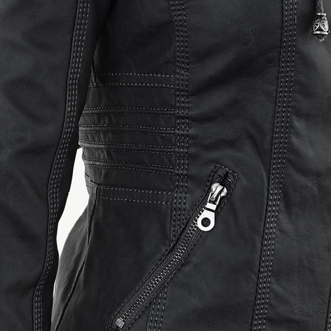 Olivia Women's Leather Jacket with Hood