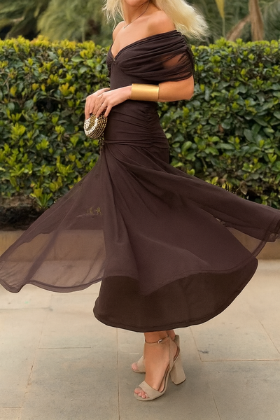 Elegant Mesh Boutonniere Dress