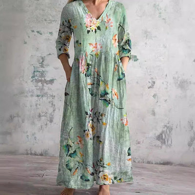 Fiona Floral Linen-Cotton Dress