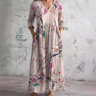 Fiona Floral Linen-Cotton Dress