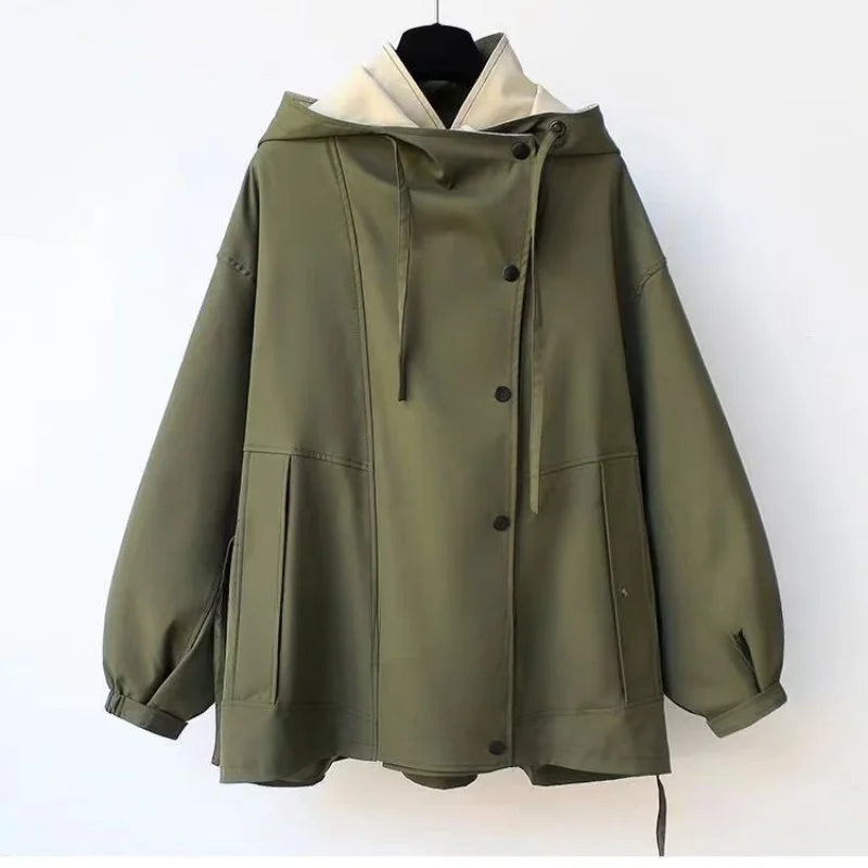 Xandra Trendy Hooded Windbreaker Coat