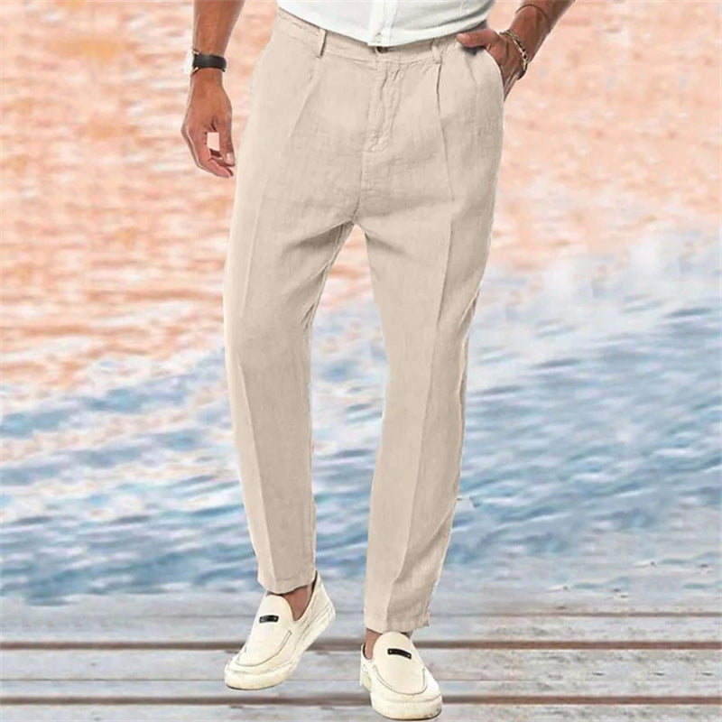 Elan™ |  Straight-Leg Linen Trousers