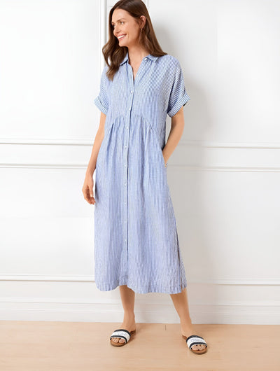 Florine Flattering Striped Shirtdress