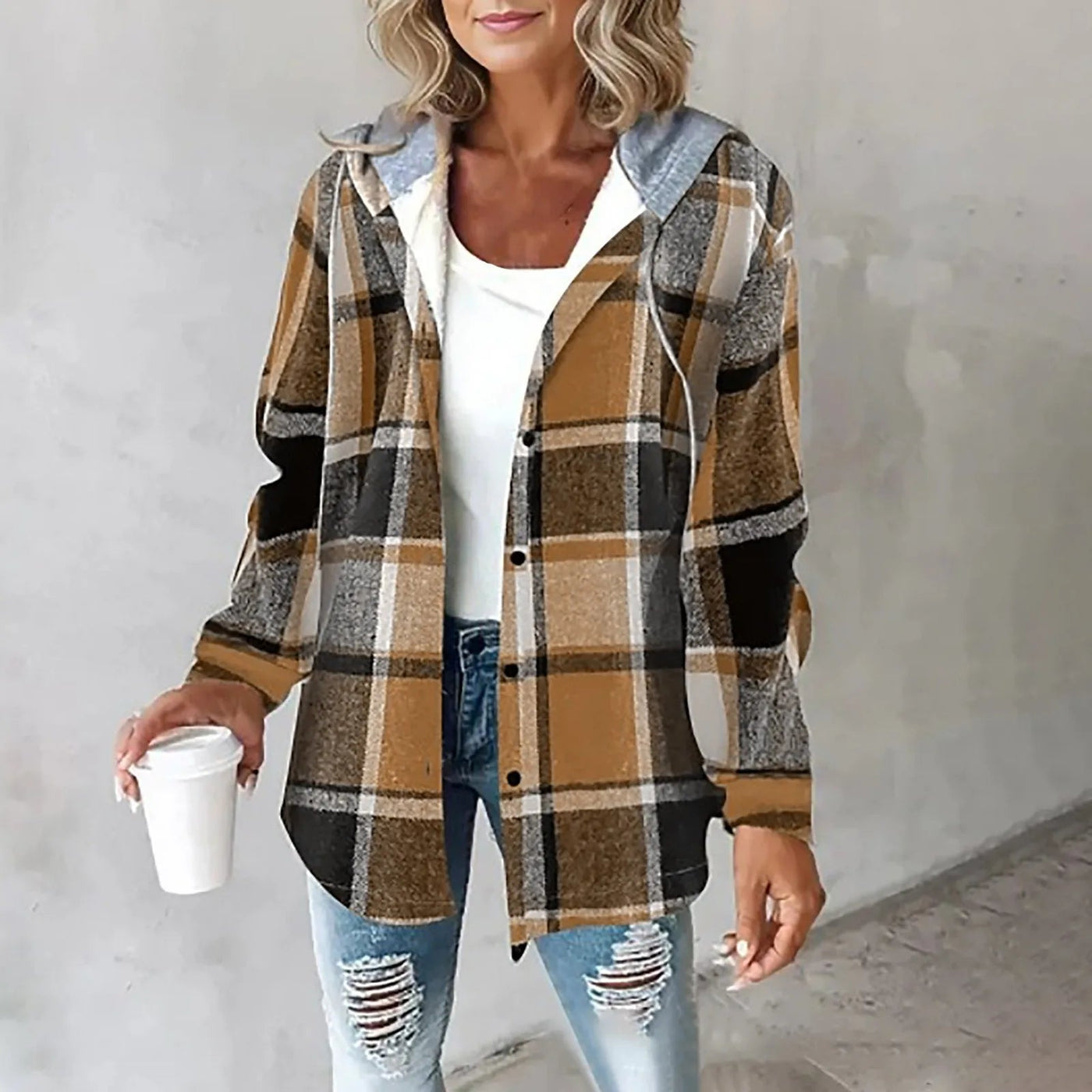 Brielle | Cozy Plaid Hooded Jacket
