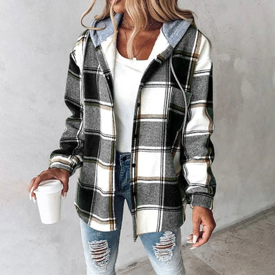 Brielle | Cozy Plaid Hooded Jacket