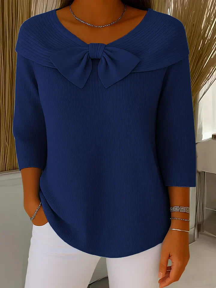 Elise – Knitted Top with Bow Detail