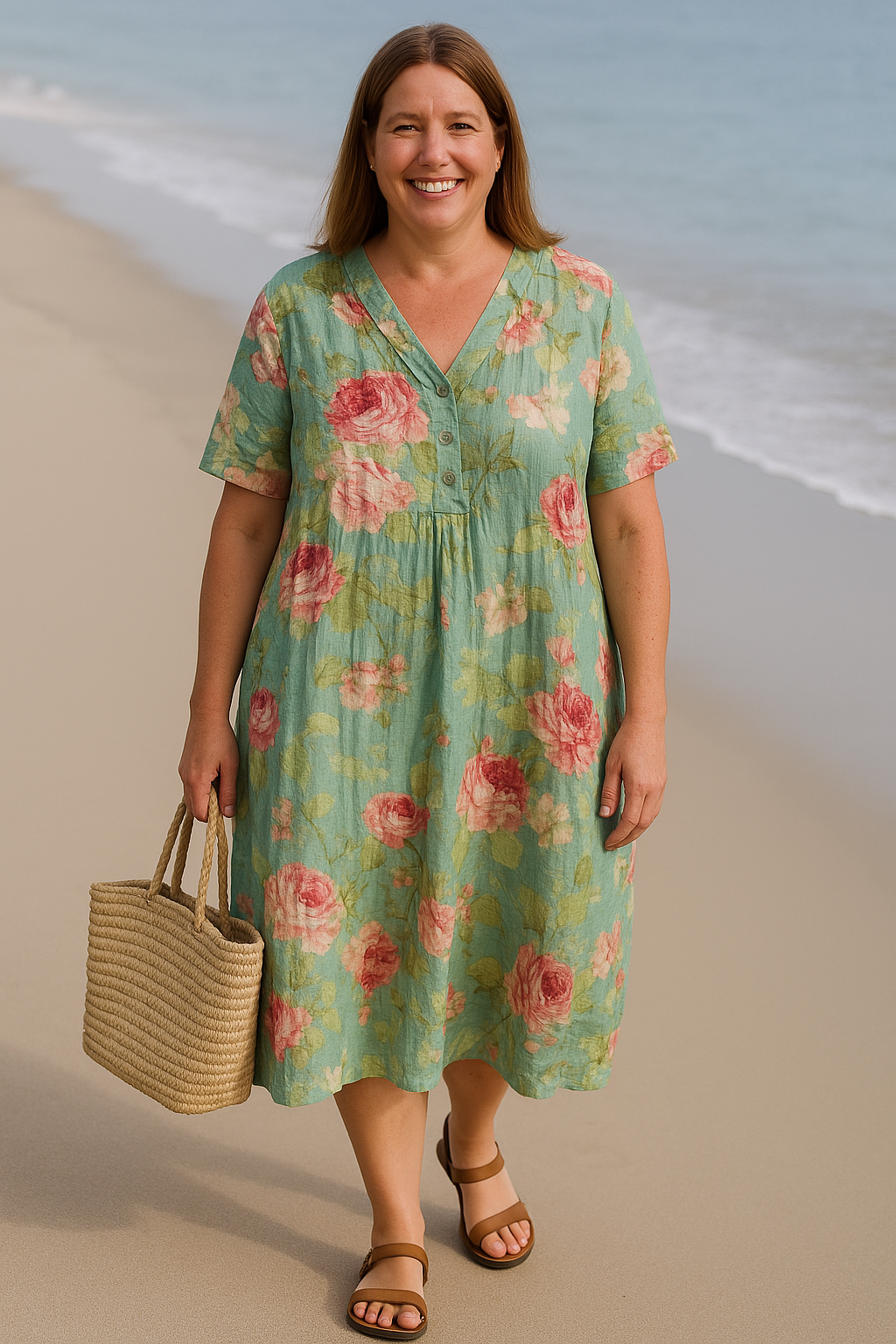 BEGONIA Floral Tummy-Hiding Dress