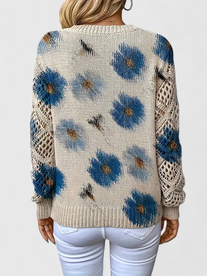 Brunelle | Green Floral V-Neck Sweater