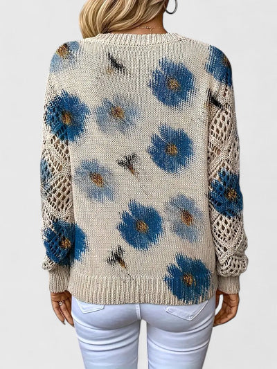 Brunelle | Green Floral V-Neck Sweater