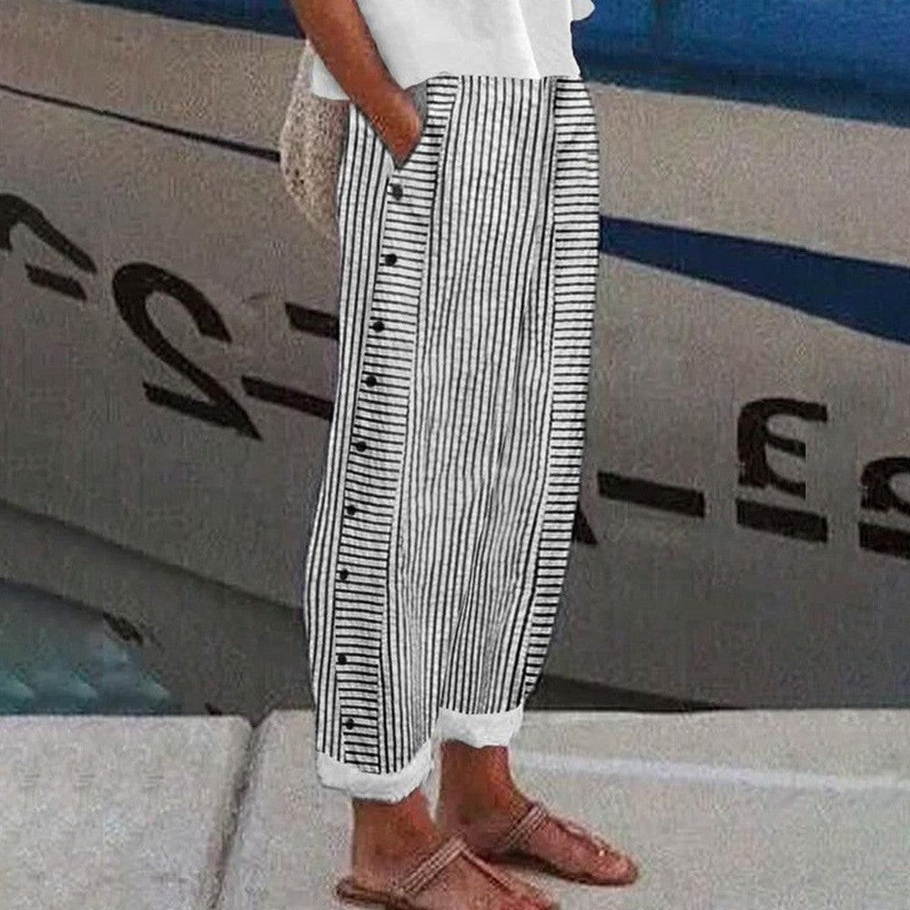 Mary Striped Cotton Trousers