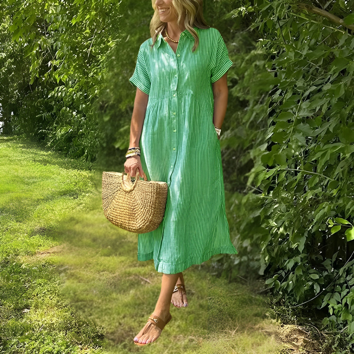 Florine Flattering Striped Shirtdress