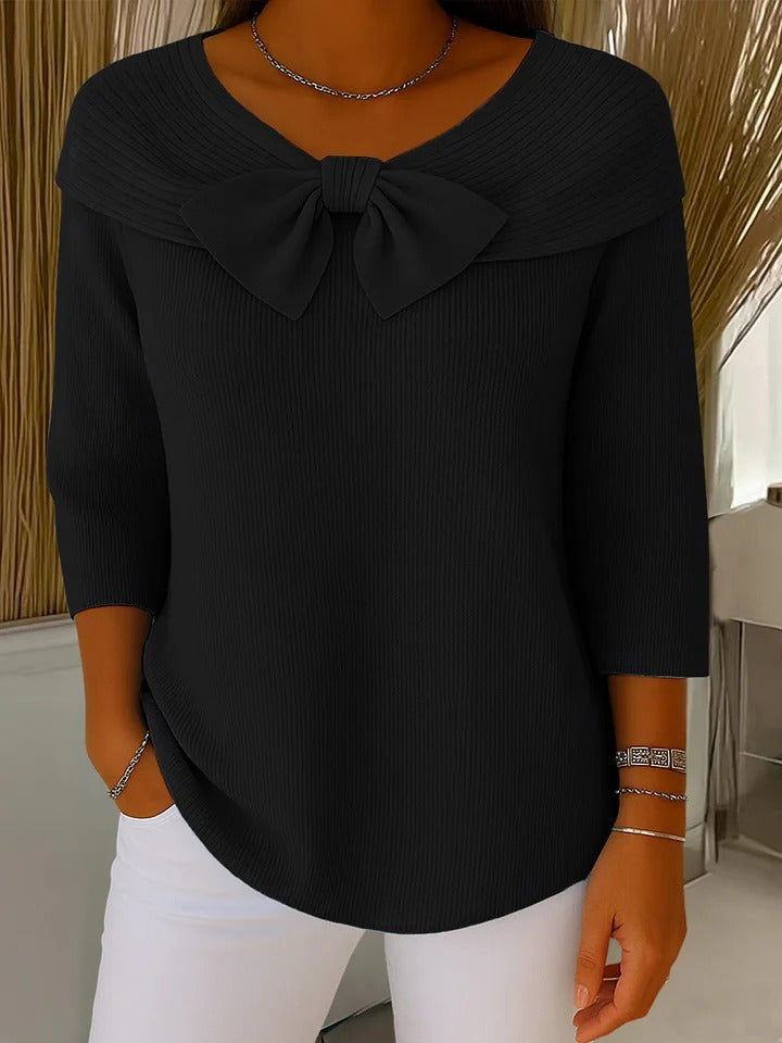 Elise – Knitted Top with Bow Detail