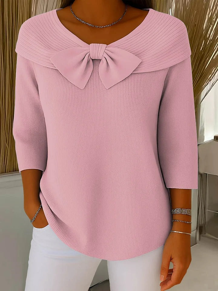 Elise – Knitted Top with Bow Detail
