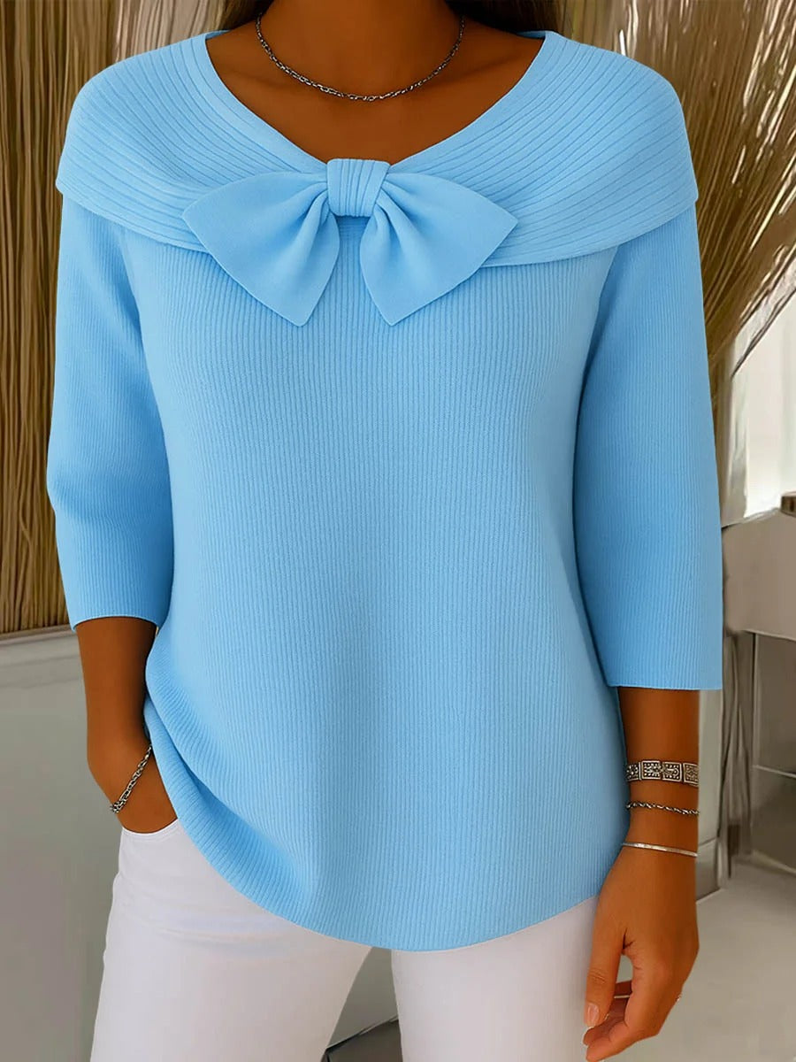 Elise – Knitted Top with Bow Detail