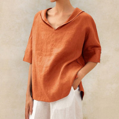 Clare Everyday Luxe Linen V-Neck Blouse