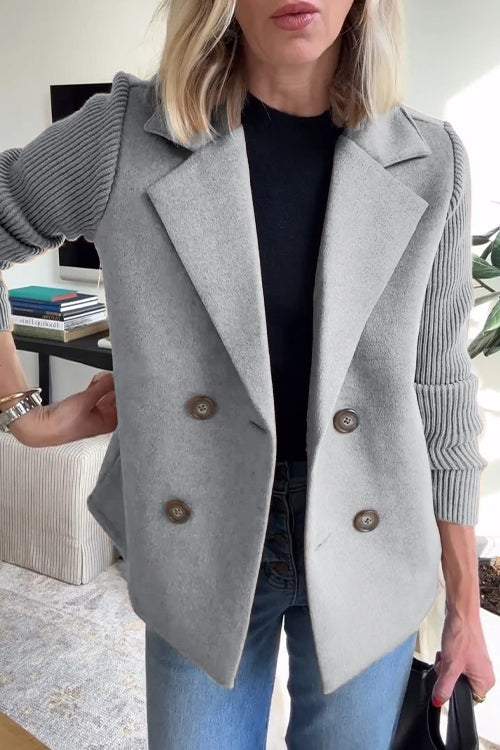 Harper Button patchwork sleeves casual coat