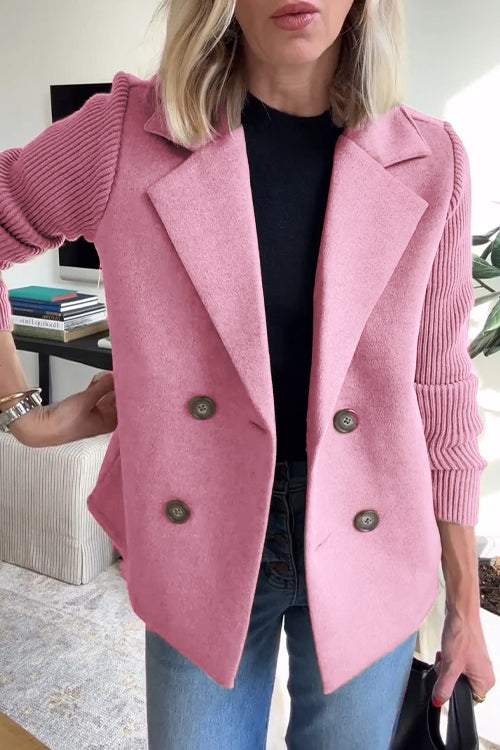 Harper Button patchwork sleeves casual coat
