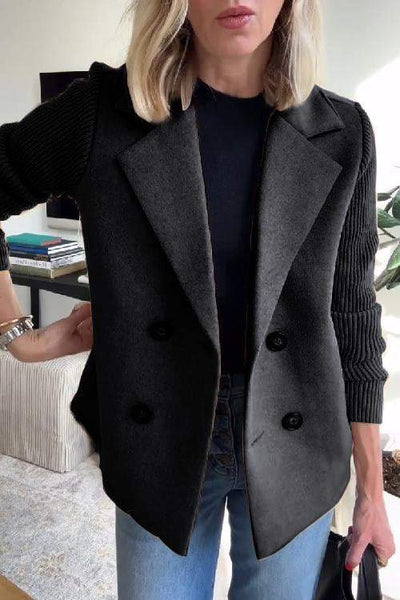 Harper Button patchwork sleeves casual coat